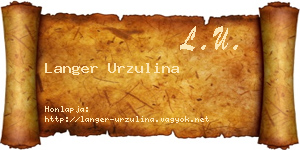 Langer Urzulina névjegykártya